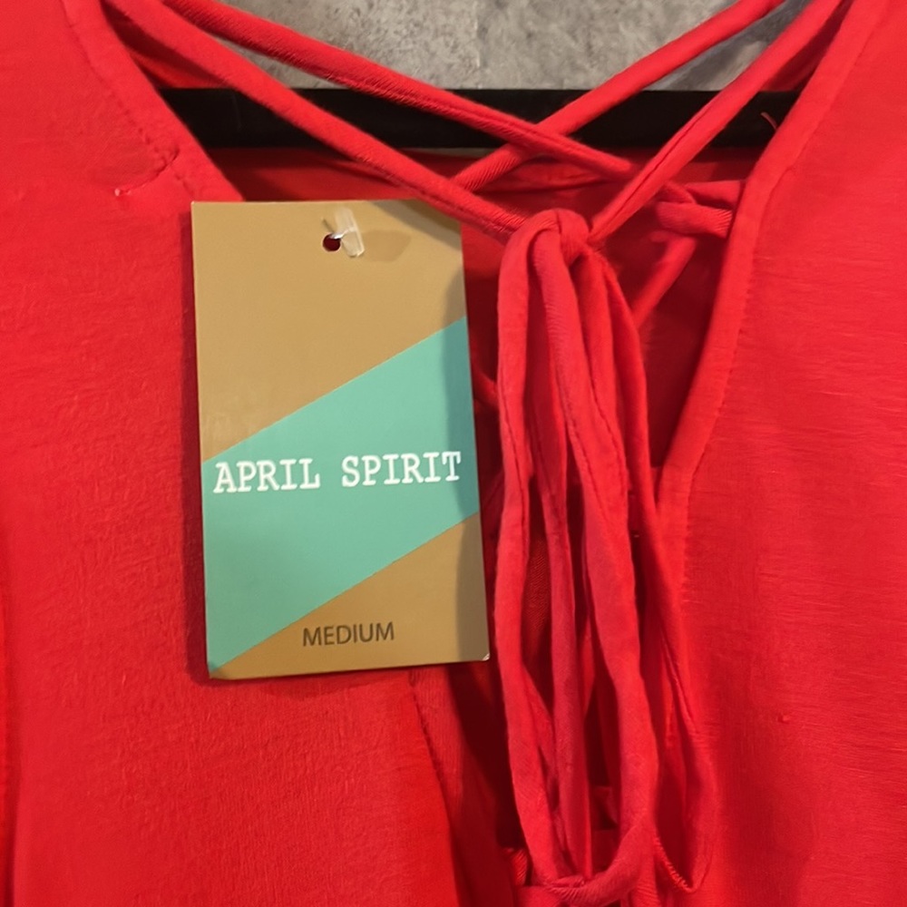 April Spirit Sleeveless Red Crew Neck Tunic Dress - Picture 6 of 7